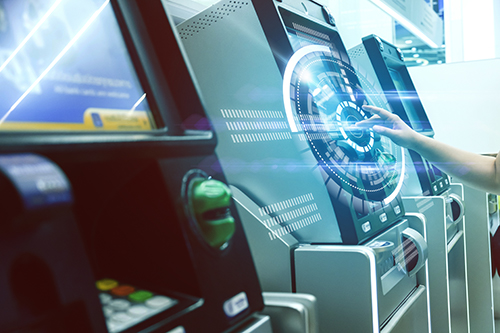 ITM service in NJ, Person using ITM with technology graphic superimposed over machine